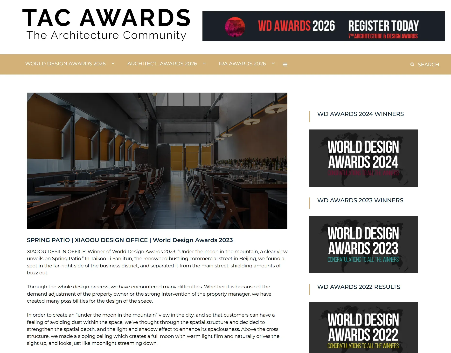World Design Awards – Restaurant (Built)